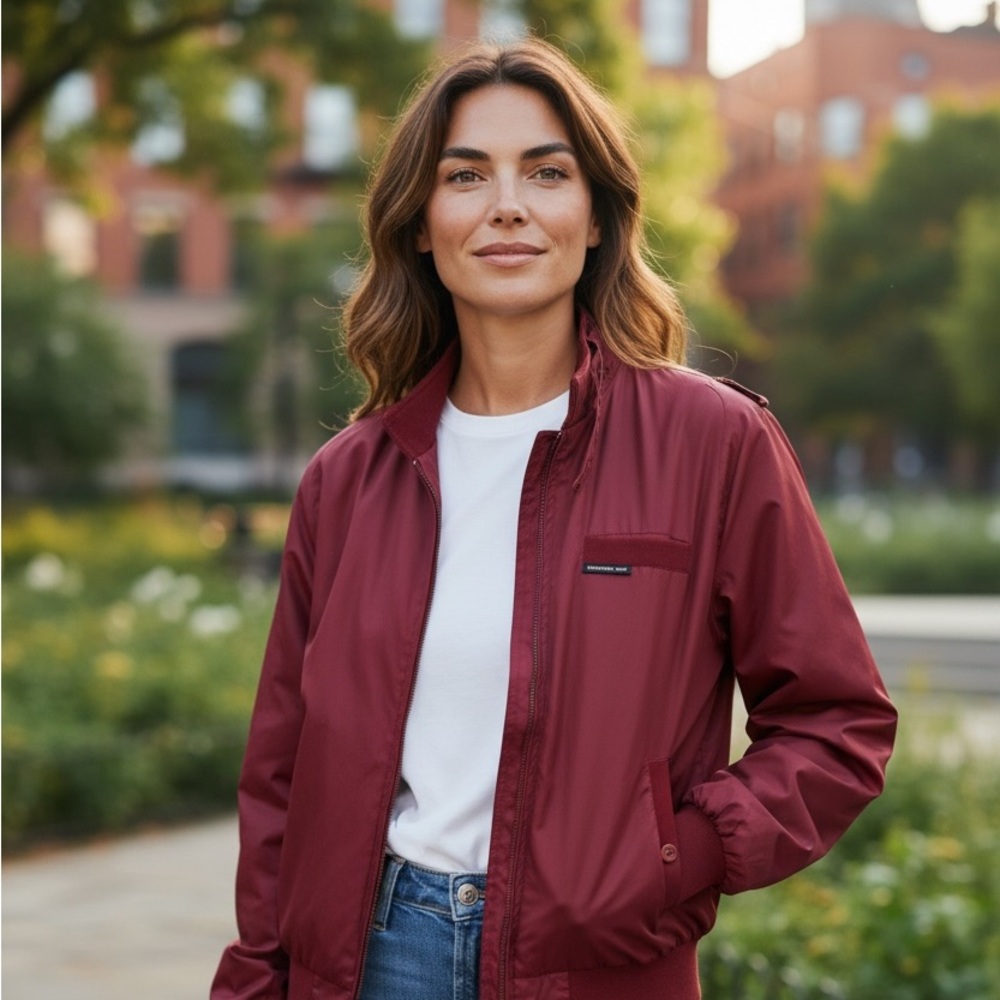 Vintage Pristine Burgundy Members Only Bomber Jacket‎ Sz 36 - UNISEX